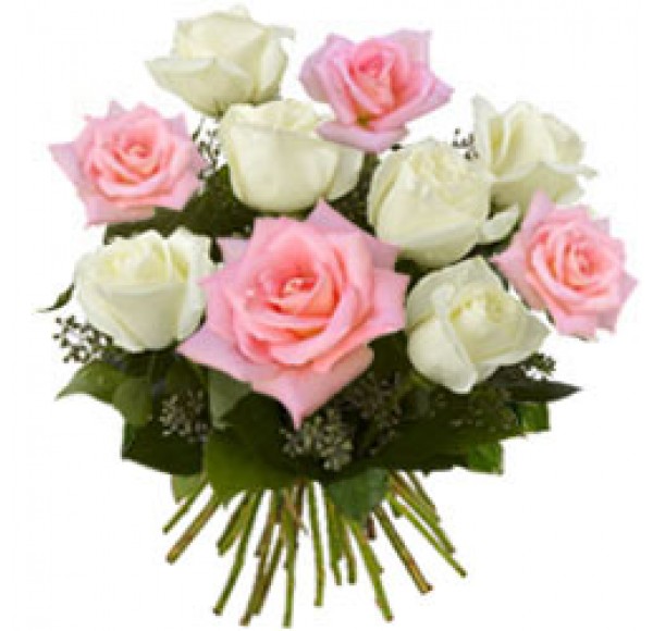 Effervescent Pink and White Roses Bunch